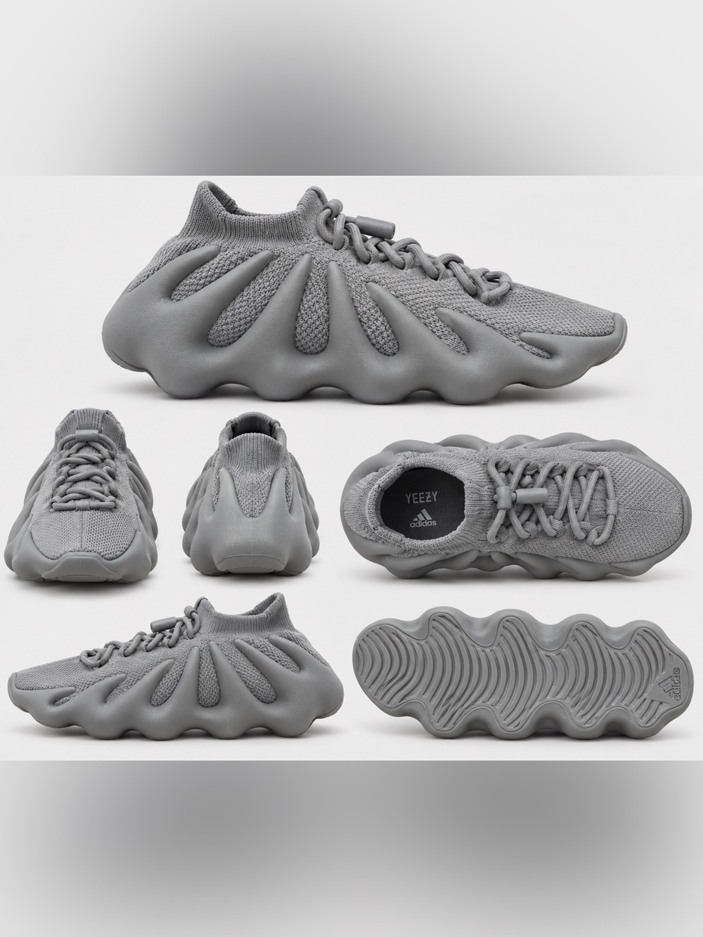 YEEZY 450 by Adidas Men’s Gray Wave-Textured Slide Sneaker Size 7 Rare